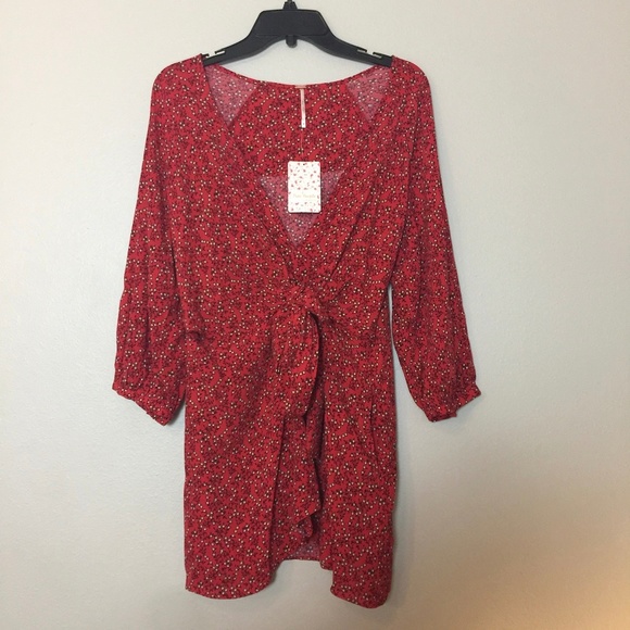 NEW Free People Red Clara Mini Dress - Picture 3 of 8